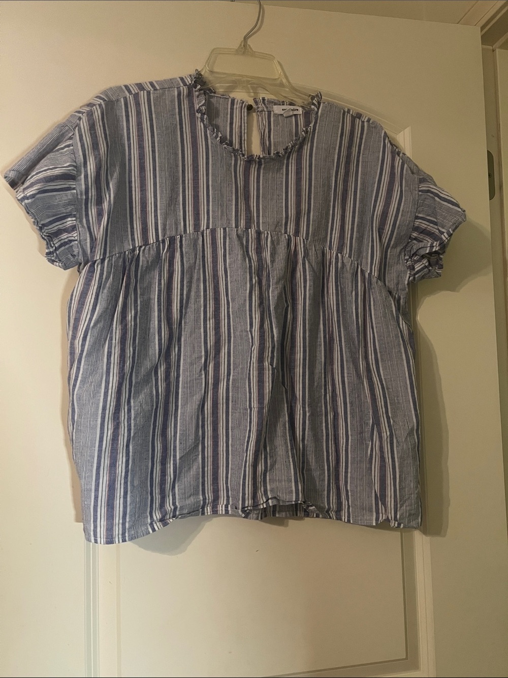 Eyeshadow Blue and White Striped Top